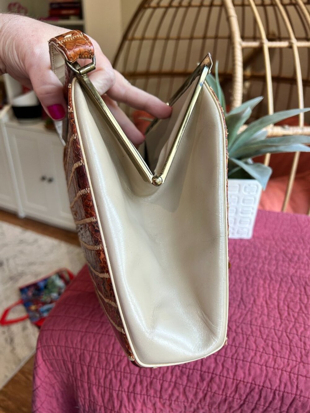 Vintage snake and lizard skin handbag (late 60's style) - Picture 3 of 14